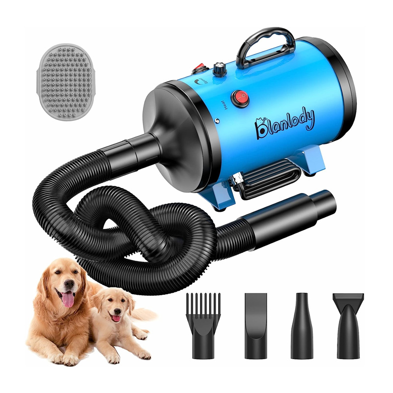 Aspirateur 3-en-1 Pour Chiens & Chats - Tondeuse + Séchage + Aspiration, 6 Sabots, 2.2L, Faible Bruit